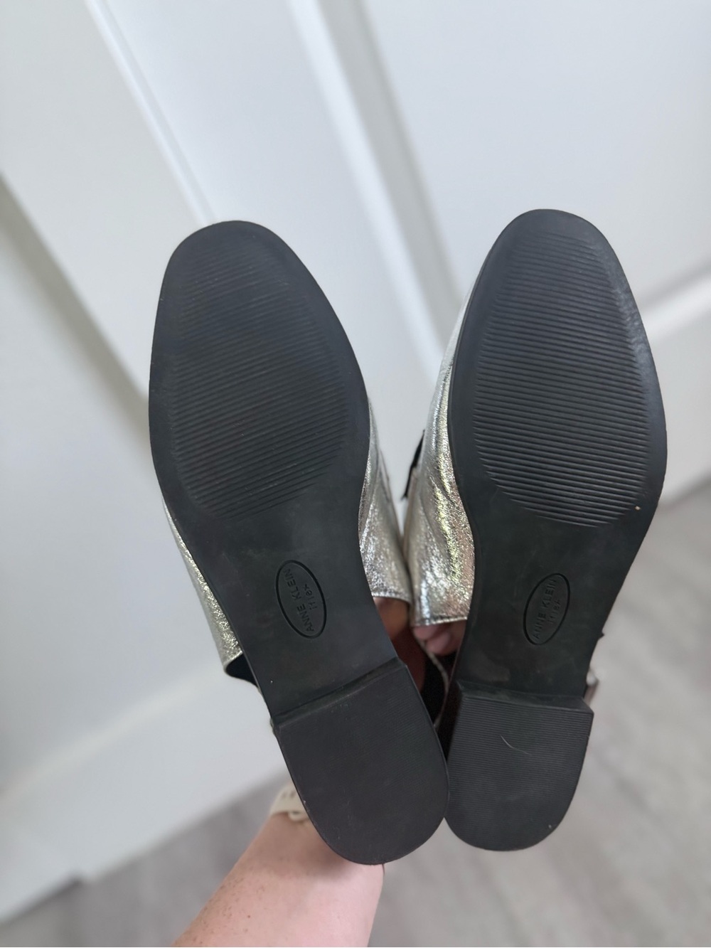 Anne Klein Metallic Silver Slingback Penny Mule Loafers - Picture 6 of 6